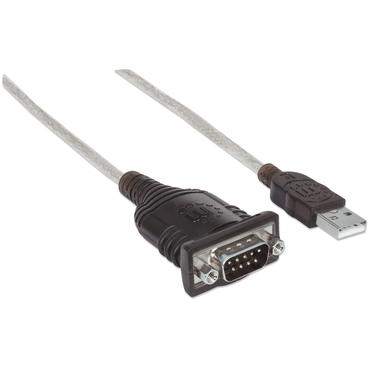 Manhattan 151801 serielkabel Sølv 0,45 m USB A Serial/COM/RS232/DB9