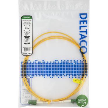 Deltaco OS2 Fiber cable, LC - LC, duplex, APC/APC, 1,5m