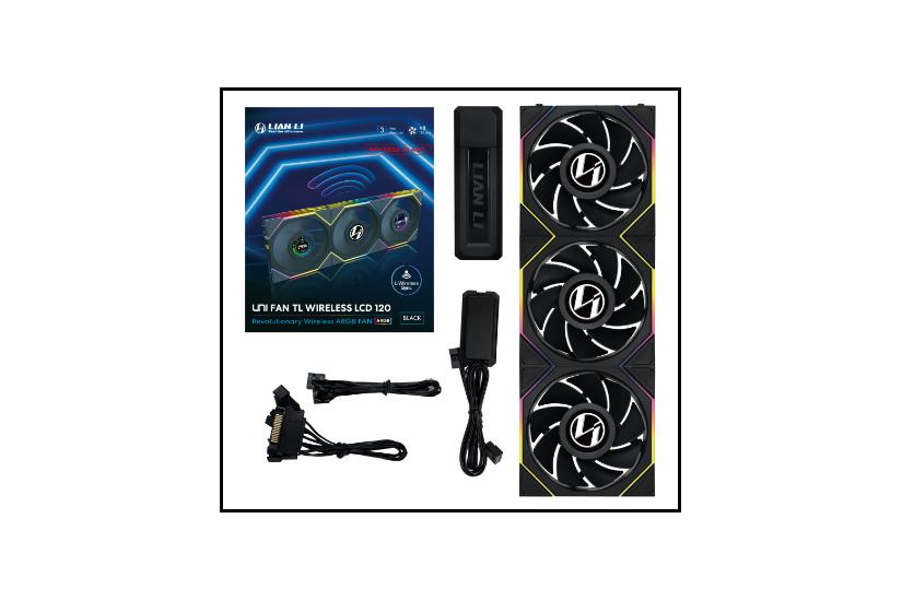 Lian Li 12RTLLCD1W3B, Ventilator, 12 cm, 350 rpm, 1900 rpm, Sort