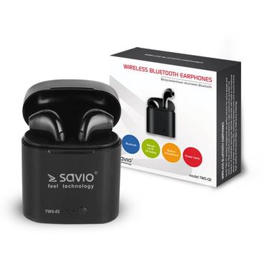 SAVIO TWS-02 - True wireless-h&ouml;rlurar med mikrofon