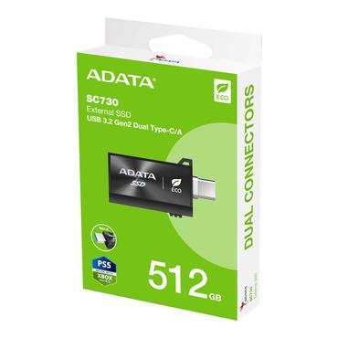 ADATA Ekstern SSD - 512 GB - 600 MB/s - USB 3.2 Gen 2 (USB 3.1 Gen 2)