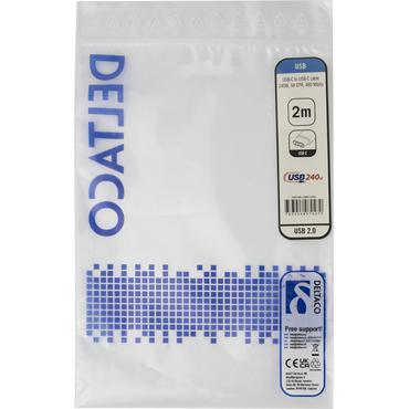 Deltaco USBC-2102 USB-kabel USB 2.0 2 m Sort