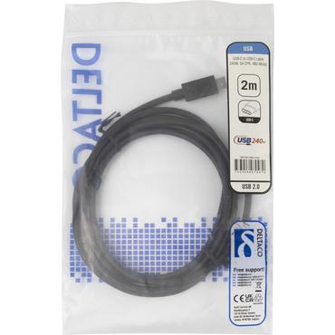 Deltaco USBC-2102 USB-kabel USB 2.0 2 m Sort