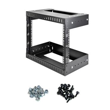 StarTech.com 8U 19" Wall Mount Network Rack, Adjustable Depth 12-20" 2 Post Open Frame Server Room Rack for AV/Data/ IT Communication/Computer Equipment/Switch with Cage Nuts & Screws