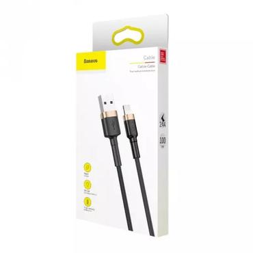 Kabel USB Baseus Cafule Cable wytrzymaly nylonowy kabel przewód USB / Lightning QC3.0 1.5A 2M czarno-zloty (CALKLF-CV1) uniwersalny