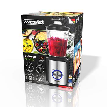Mesko Home MS 4080 blender 1,5 L Bordplade blender 1200 W Blåbær, Stål, Transparent