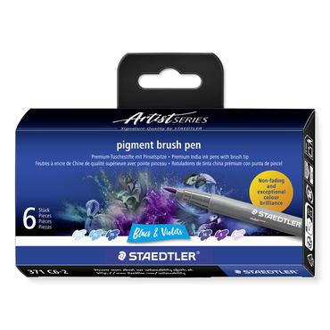 Brush pen Pigment Arts ass blå/violet (6)