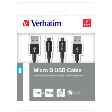 Verbatim Sync and Charge - USB-kabelsats - USB till mikro-USB typ B