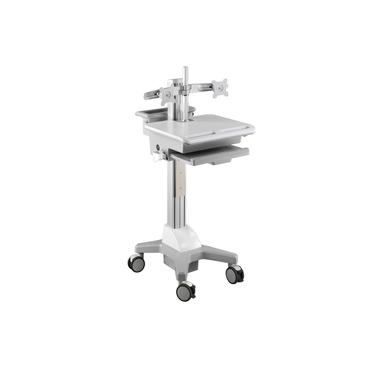 Multibrackets M Workstation Cart Dual Arm DT ställ - justerbar arm - för 2 LCD-bildskärmar - svart, silver