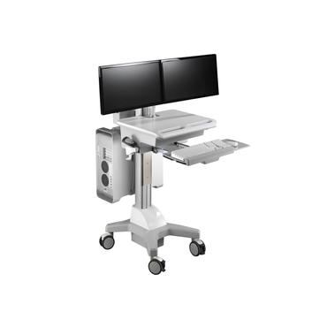 Multibrackets M Workstation Cart Dual Arm DT ställ - justerbar arm - för 2 LCD-bildskärmar - svart, silver