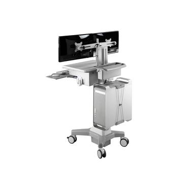 Multibrackets M Workstation Cart Dual Arm DT ställ - justerbar arm - för 2 LCD-bildskärmar - svart, silver