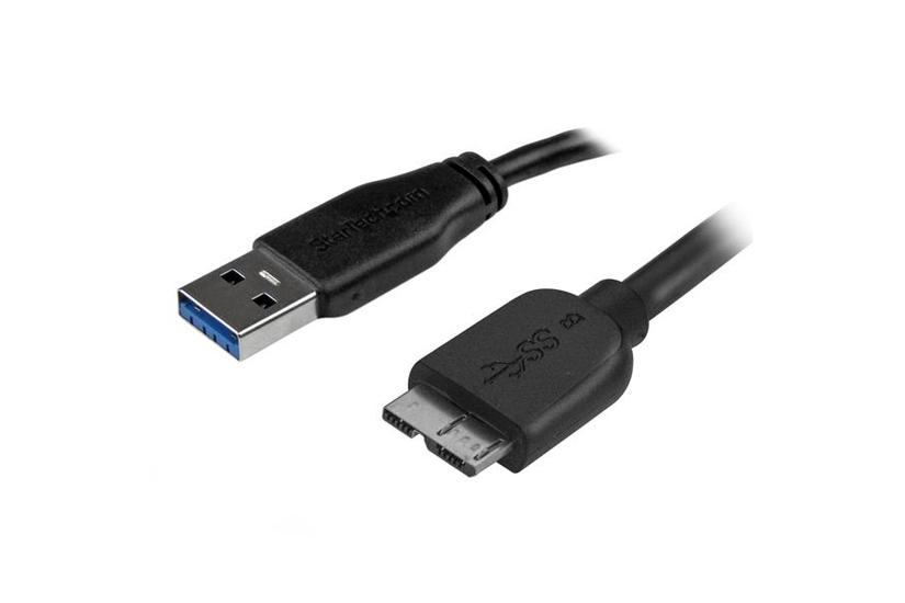 StarTech.com 2m 6ft Slim USB 3.0 A to Micro B Cable M/M - Mobile Charge Sync USB 3.0 Micro B Cable for Smartphones and Tablets (USB3AUB2MS) - USB-kabel - Micro-USB Type B til USB Type A - 2 m
