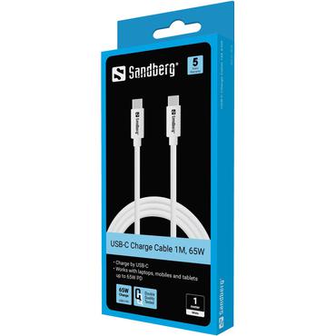 Sandberg USB-C-laddningskabel 1 meter, 65W.