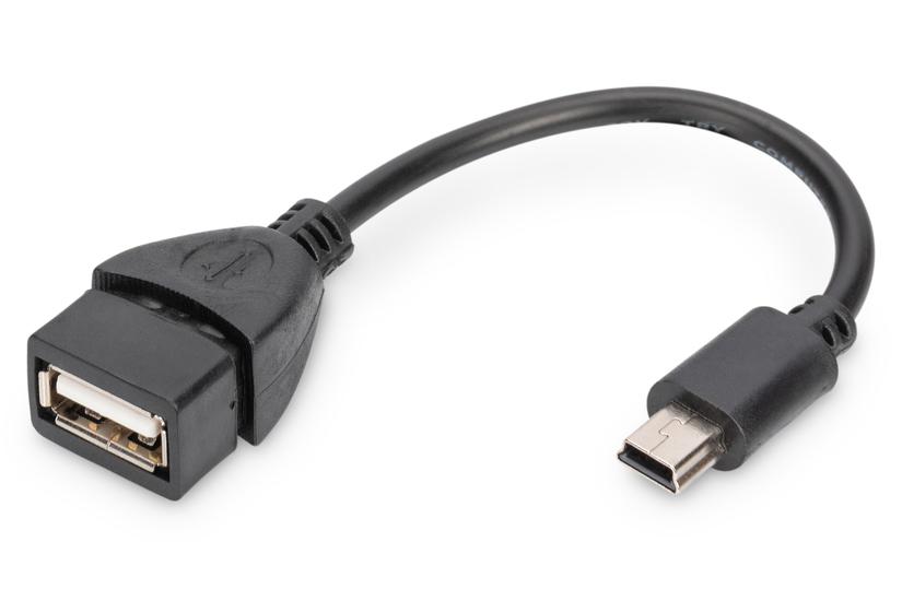 Digitus AK-300310-002-S USB-kabel USB 2.0 0,2 m Mini-USB B USB A Sort