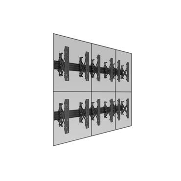 Multibrackets PRO Series M Wallmount Pro MBW3x2U Push In Pop Out konsol - för 6 LCD-bildskärmar - svart