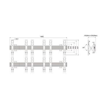 Multibrackets PRO Series M Wallmount Pro MBW3x2U Push In Pop Out konsol - för 6 LCD-bildskärmar - svart