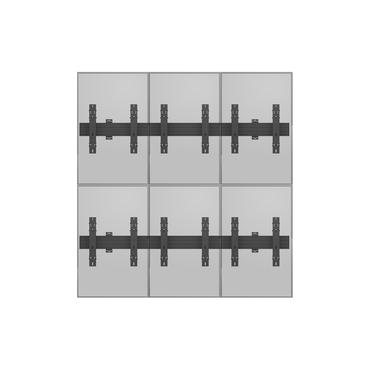 Multibrackets PRO Series M Wallmount Pro MBW3x2U Push In Pop Out konsol - för 6 LCD-bildskärmar - svart