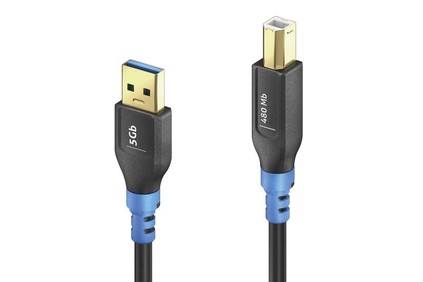 PureLink FI-U200-005 USB-kabel USB 2.0 0,5 m USB A USB B Sort, Bl&aring;