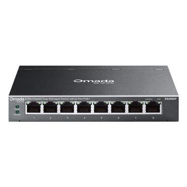 TP-Link Omada ES208GP netværksswitch Administreret L2 Gigabit Ethernet (10/100/1000) Strøm over Ethernet (PoE) DIN rail Sort