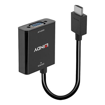 Lindy 38291 videokabel adapter 0,1 m HDMI Type A (Standard) VGA (D-Sub) Sort
