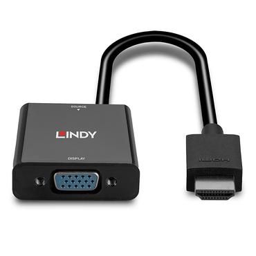 Lindy 38291 videokabel adapter 0,1 m HDMI Type A (Standard) VGA (D-Sub) Sort