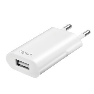 LogiLink USB-Steckdosenadapter, 1x USB-A, weiß, 5 Watt zum schnellen & effizienten Laden aller Elektronikgeräte, - 1 Stück (PA0093B)