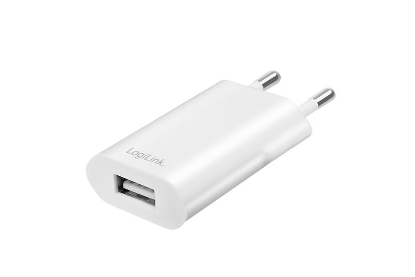 LogiLink USB-Steckdosenadapter, 1x USB-A, weiß, 5 Watt zum schnellen & effizienten Laden aller Elektronikgeräte, - 1 Stück (PA0093B)