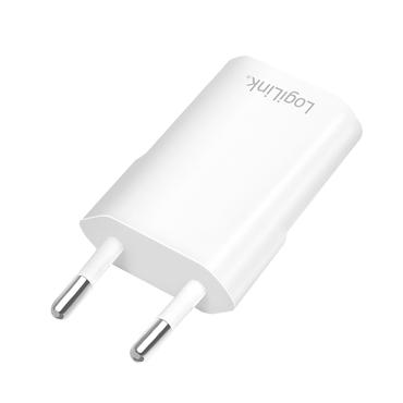 LogiLink USB-Steckdosenadapter, 1x USB-A, weiß, 5 Watt zum schnellen & effizienten Laden aller Elektronikgeräte, - 1 Stück (PA0093B)
