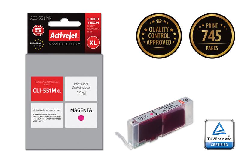Activejet ACC-551MN bl&aelig;k (Canon CLI-551M erstatning; Supreme; 15 ml; r&oslash;d)