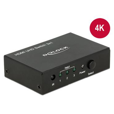 Delock HDMI UHD Switch 3 x HDMI in > 1 x HDMI out 4K - video-/audioswitch - 3 porte