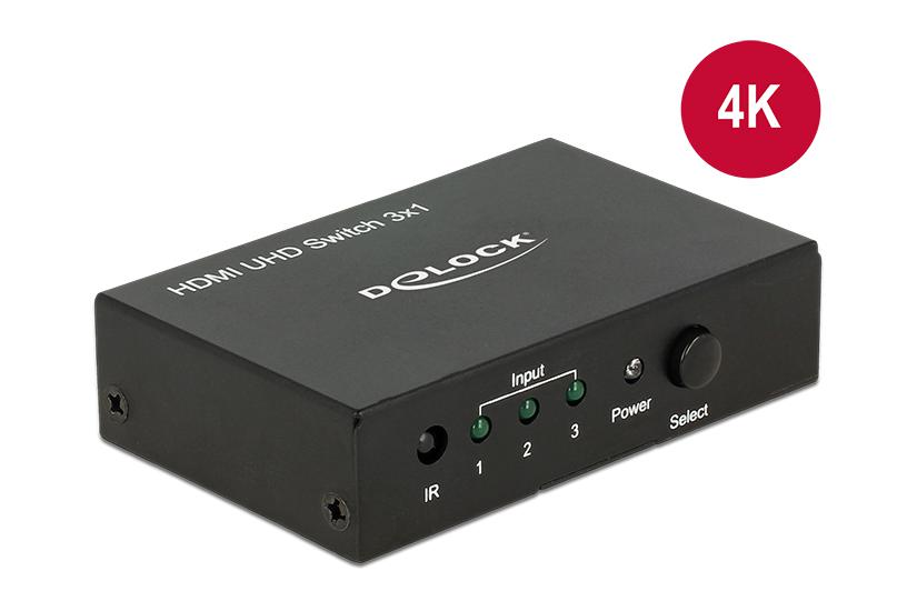 Delock HDMI UHD Switch 3 x HDMI in > 1 x HDMI out 4K - video-/audioswitch - 3 porte