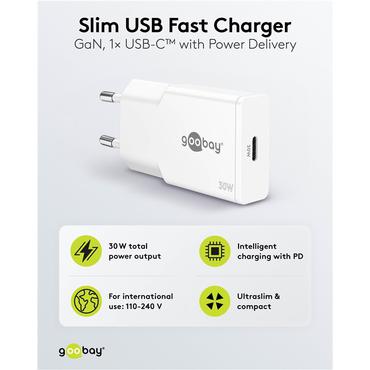 USB-C™ PD GaN Fast Charger Slim (30 W)