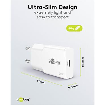 USB-C™ PD GaN Fast Charger Slim (30 W)