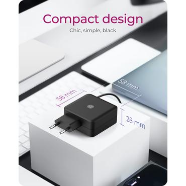 ICY BOX IB-PS111-PD strømforsyningsadapter - 24 pin USB-C - 65 Watt