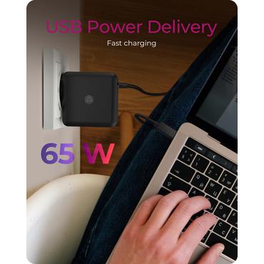 ICY BOX IB-PS111-PD strømforsyningsadapter - 24 pin USB-C - 65 Watt