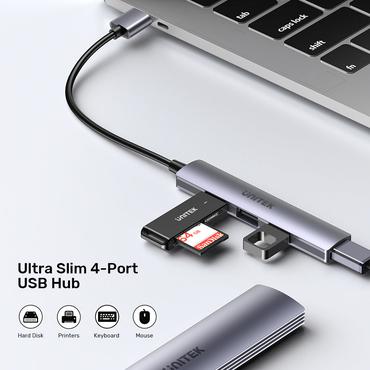 UNITEK H1208A interface hub USB 3.2 Gen 1 (3.1 Gen 1) Type-A 5000 Mbit/s Grå