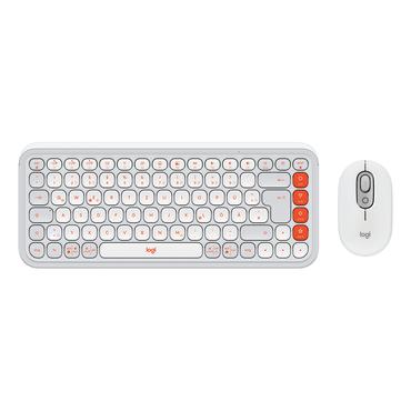 Logitech POP Icon Combo - sæt med mus og tastatur - QWERTZ - tysk - off white, orange Indgangsudstyr