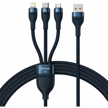 Baseus CASS030003 USB-kabel 1,2 m USB A USB C/Micro USB-A/Lightning Blå