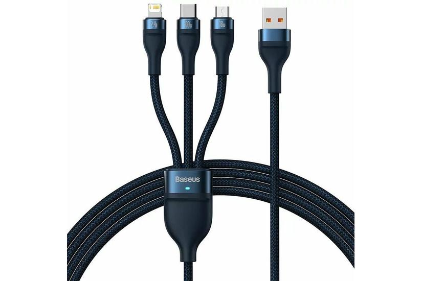 Baseus CASS030003 USB-kabel 1,2 m USB A USB C/Micro USB-A/Lightning Blå