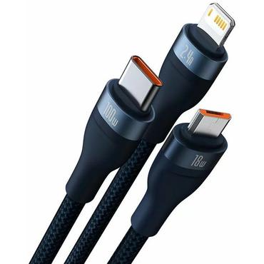 Baseus CASS030003 USB-kabel 1,2 m USB A USB C/Micro USB-A/Lightning Blå