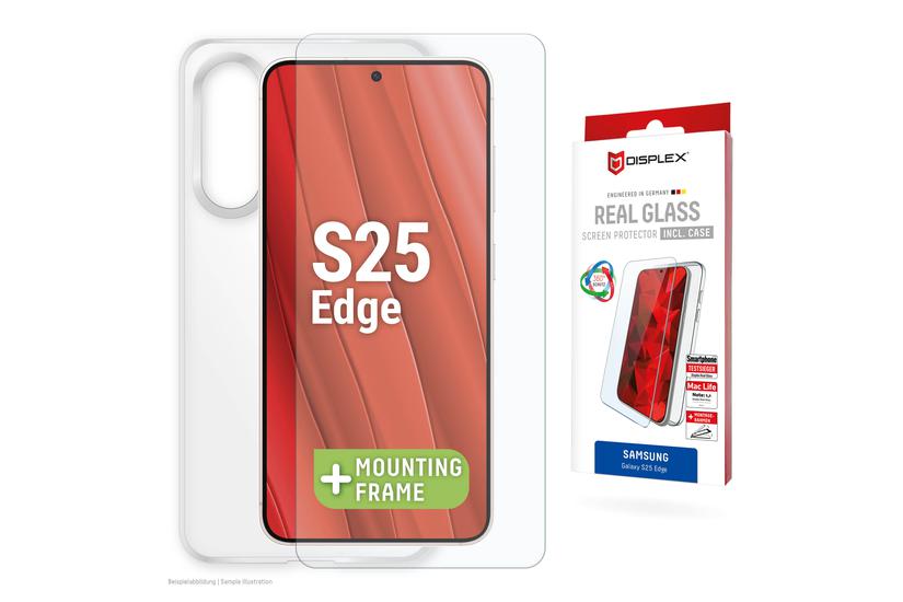 Displex Screen Protector + Case for Samsung Galaxy S25 Edge, Eco Mounting Frame, scratch resistant