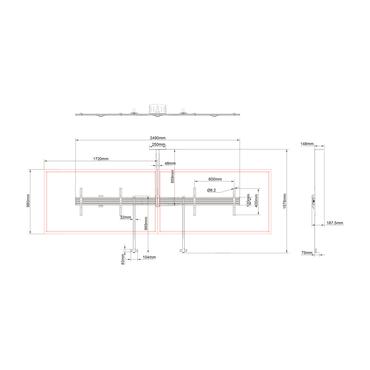 Multibrackets M Pro Series Side by Side with brackets konsol - fixerad - för 2 LCD-bildskärmar - svart