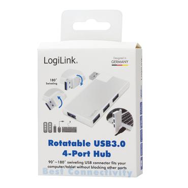 LogiLink USB 3.0 HUB 90/180 Grad drehbar, silber