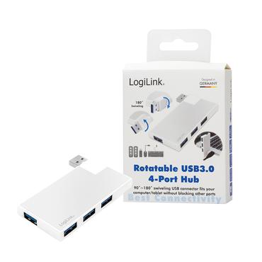 LogiLink USB 3.0 HUB 90/180 Grad drehbar, silber