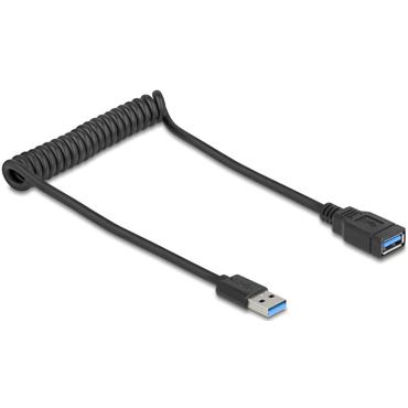 Delock USB 5 Gbps Coiled Cable Type-A male to Type-A female 0.4 to 0.6 m black