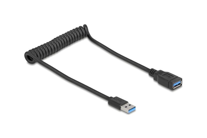 Delock USB 5 Gbps Coiled Cable Type-A male to Type-A female 0.4 to 0.6 m black