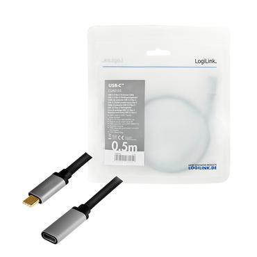 LogiLink CUA0105 USB-kabel USB 3.2 Gen 2 (3.1 Gen 2) 0,5 m USB C Sort, Gr&aring;