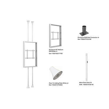 Multibrackets M Pro Series h&ouml;lje - medel, tv&aring; sidor, fasta armar - f&ouml;r 2 sk&auml;rmar - B2B, VESA max 600x400, med h&ouml;lje f&ouml;r sk&auml;rm, 3 m l&auml;ngd - vit, RAL 9005