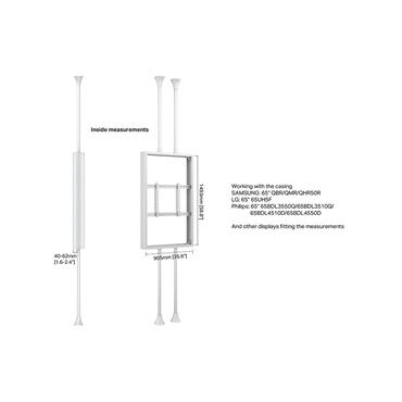 Multibrackets M Pro Series h&ouml;lje - medel, tv&aring; sidor, fasta armar - f&ouml;r 2 sk&auml;rmar - B2B, VESA max 600x400, med h&ouml;lje f&ouml;r sk&auml;rm, 3 m l&auml;ngd - vit, RAL 9005