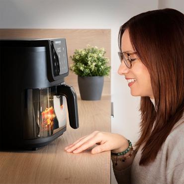 Rommelsbacher FRH 1700 frituregryde Enkelt 8 L Enkeltstående 1700 W Varmluftsteger Sort, Rustfrit stål